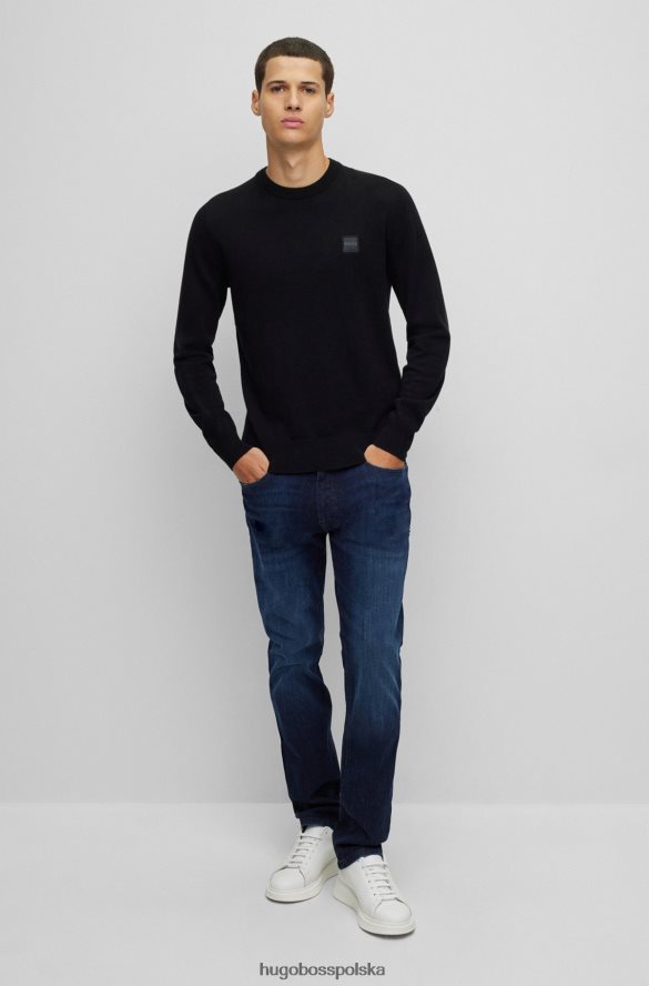 Hugo Boss hugo Czarny sweter z okrągłym dekoltem z bawełny i kaszmiru z logo czarny R0X0H6937