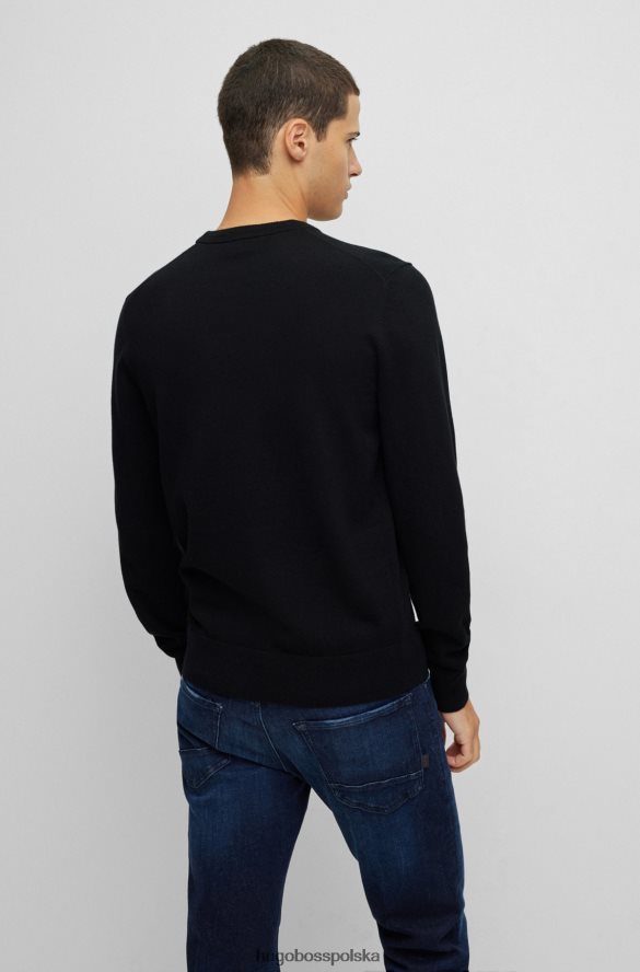 Hugo Boss hugo Czarny sweter z okrągłym dekoltem z bawełny i kaszmiru z logo czarny R0X0H6937