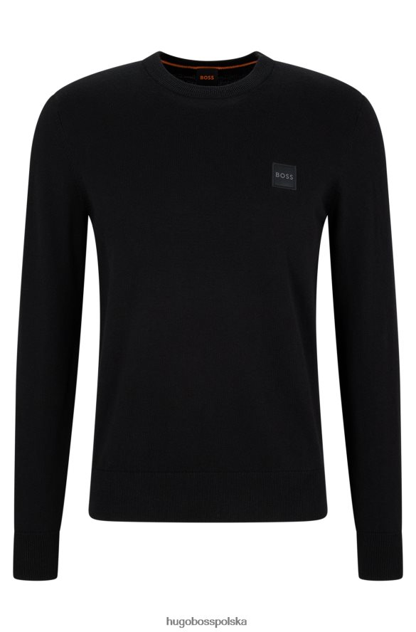 Hugo Boss hugo Czarny sweter z okrągłym dekoltem z bawełny i kaszmiru z logo czarny R0X0H6937