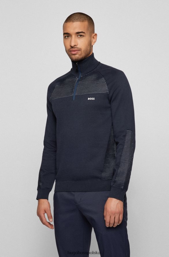 Hugo Boss hugo Sweter z bawełny organicznej, zapinany na zamek i dwukolorowe paski w kolorze ciemnoniebieskim ciemny niebieski R0X0H61751