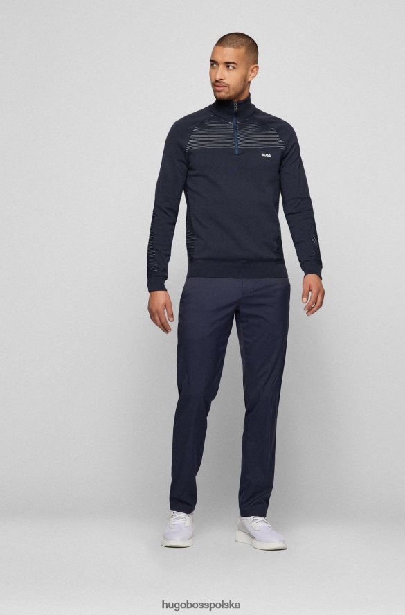 Hugo Boss hugo Sweter z bawełny organicznej, zapinany na zamek i dwukolorowe paski w kolorze ciemnoniebieskim ciemny niebieski R0X0H61751