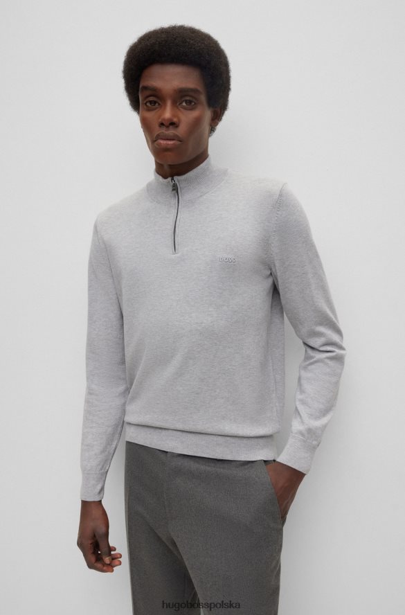Hugo Boss hugo Sweter z bawełny organicznej, zapinany na zamek i wyszytym logo, jasnoszary jasnoszary R0X0H61637