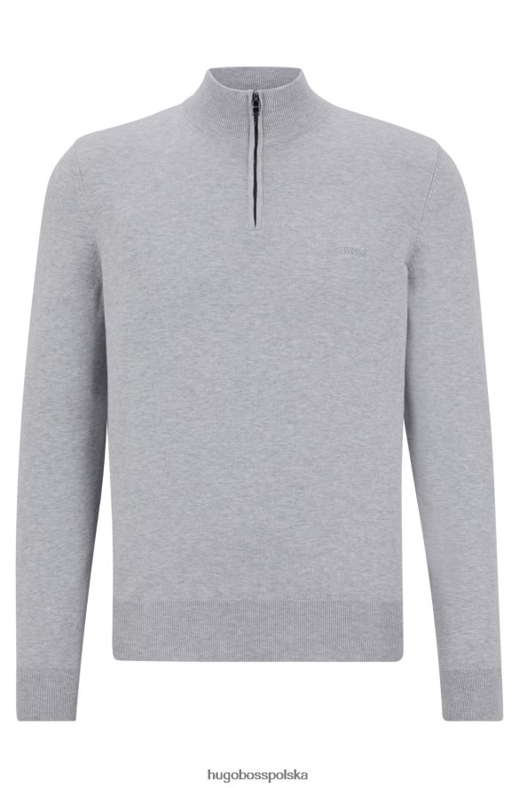 Hugo Boss hugo Sweter z bawełny organicznej, zapinany na zamek i wyszytym logo, jasnoszary jasnoszary R0X0H61637