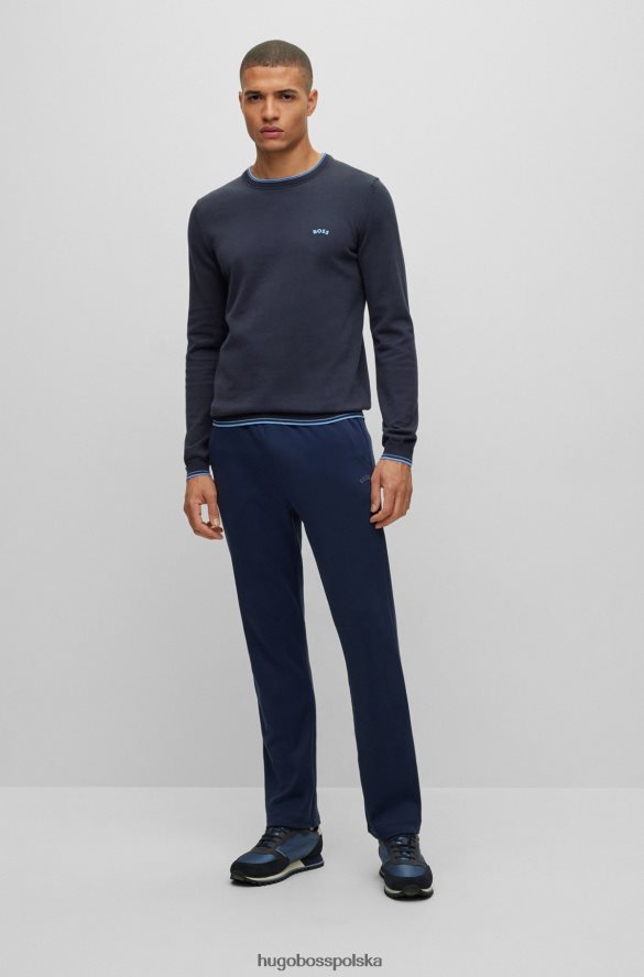Hugo Boss hugo ciemnoniebieski sweter z bawełny organicznej o regularnym kroju z zaokrąglonym logo ciemny niebieski R0X0H61489