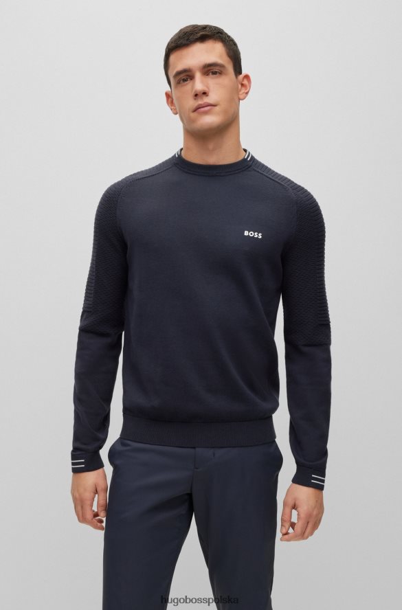 Hugo Boss hugo ciemnoniebieski sweterek o regularnym kroju z bawełny organicznej z logo i podszewką ciemny niebieski R0X0H62337