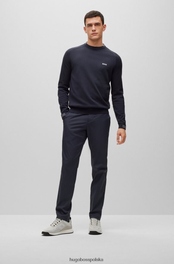 Hugo Boss hugo ciemnoniebieski sweterek o regularnym kroju z bawełny organicznej z logo i podszewką ciemny niebieski R0X0H62337