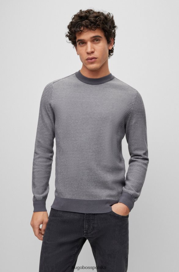 Hugo Boss hugo szary sweter bawełniano-kaszmirowy o dwukolorowej strukturze szary R0X0H61845