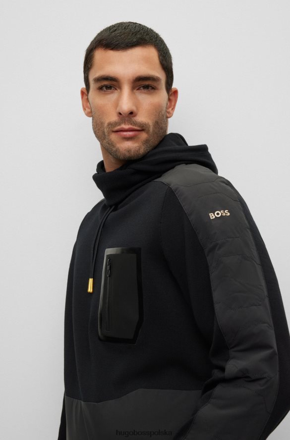 Hugo Boss hybrydowa bluza z kapturem o swobodnym kroju w kolorze czarnym hugo czarny R0X0H62068