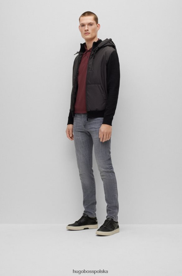 Hugo Boss hybrydowa kurtka dzianinowa z kapturem i wodoodpornymi zamkami, czarna hugo czarny R0X0H64367