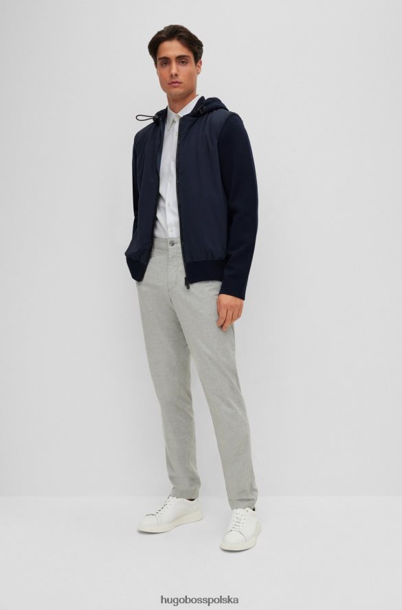 Hugo Boss hybrydowa kurtka z kapturem i wodoodpornym zamkiem błyskawicznym hugo w kolorze ciemnoniebieskim, obszytym logo ciemny niebieski R0X0H61658