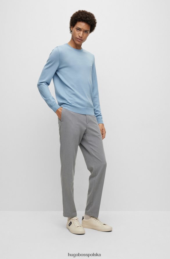 Hugo Boss jasnoniebieski sweter z wyszytym logo hugo, wykonany z odpowiedzialnej wełny jasny niebieski R0X0H61641
