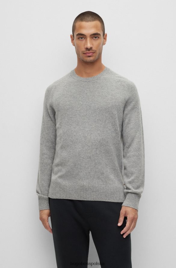 Hugo Boss jasnoszary sweter hugo z okrągłym dekoltem, wykonany z odpowiedzialnego kaszmiru jasnoszary R0X0H63858