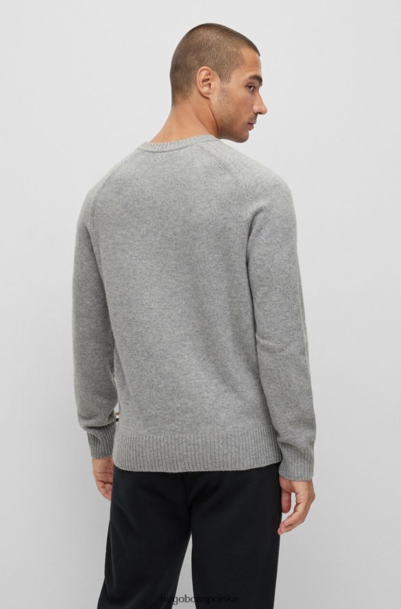 Hugo Boss jasnoszary sweter hugo z okrągłym dekoltem, wykonany z odpowiedzialnego kaszmiru jasnoszary R0X0H63858