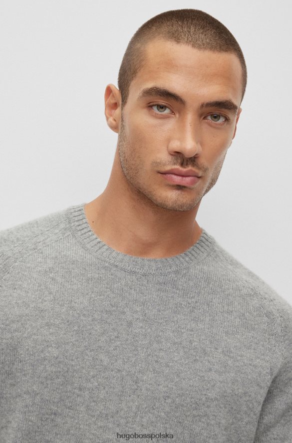 Hugo Boss jasnoszary sweter hugo z okrągłym dekoltem, wykonany z odpowiedzialnego kaszmiru jasnoszary R0X0H63858
