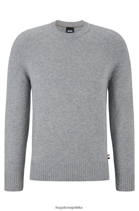Hugo Boss jasnoszary sweter hugo z okrągłym dekoltem, wykonany z odpowiedzialnego kaszmiru jasnoszary R0X0H63858