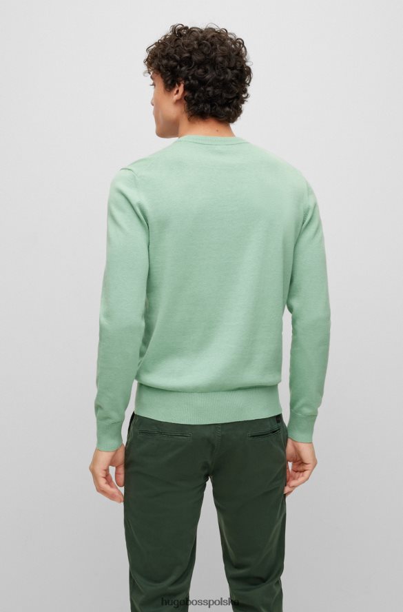 Hugo Boss jasnozielony sweter Hugo z bawełny i kaszmiru z okrągłym dekoltem i logo jasnozielony R0X0H6936