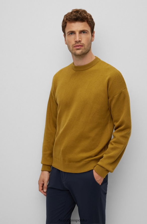 Hugo Boss jasnozielony sweter Hugo z bawełny regeneracyjnej o luźnym kroju, wykonany z dzianiny żakardowej jasnozielony R0X0H64624