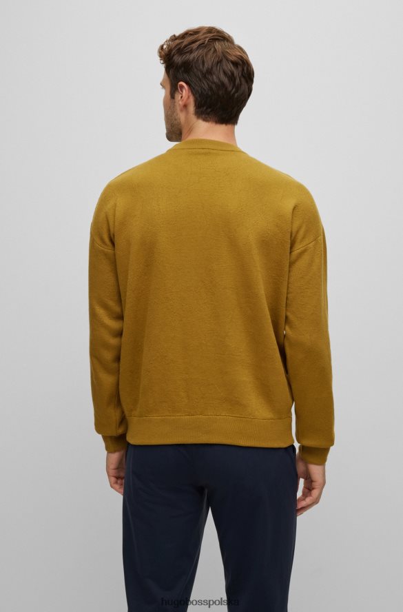 Hugo Boss jasnozielony sweter Hugo z bawełny regeneracyjnej o luźnym kroju, wykonany z dzianiny żakardowej jasnozielony R0X0H64624