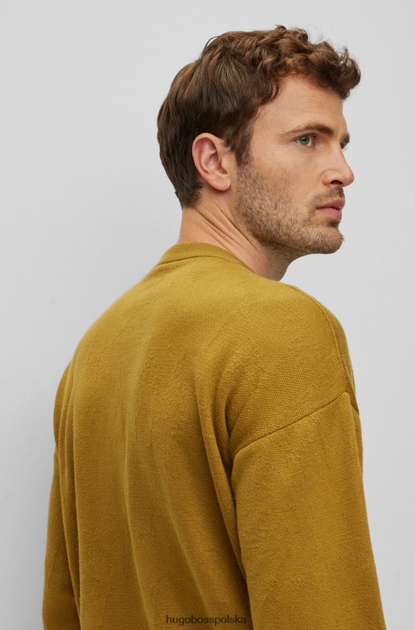 Hugo Boss jasnozielony sweter Hugo z bawełny regeneracyjnej o luźnym kroju, wykonany z dzianiny żakardowej jasnozielony R0X0H64624