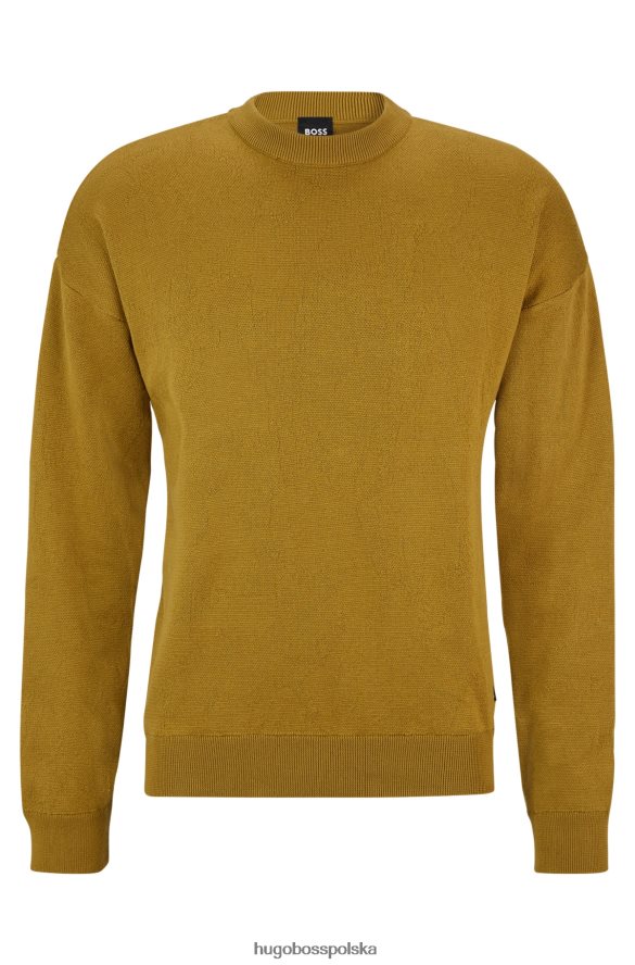 Hugo Boss jasnozielony sweter Hugo z bawełny regeneracyjnej o luźnym kroju, wykonany z dzianiny żakardowej jasnozielony R0X0H64624