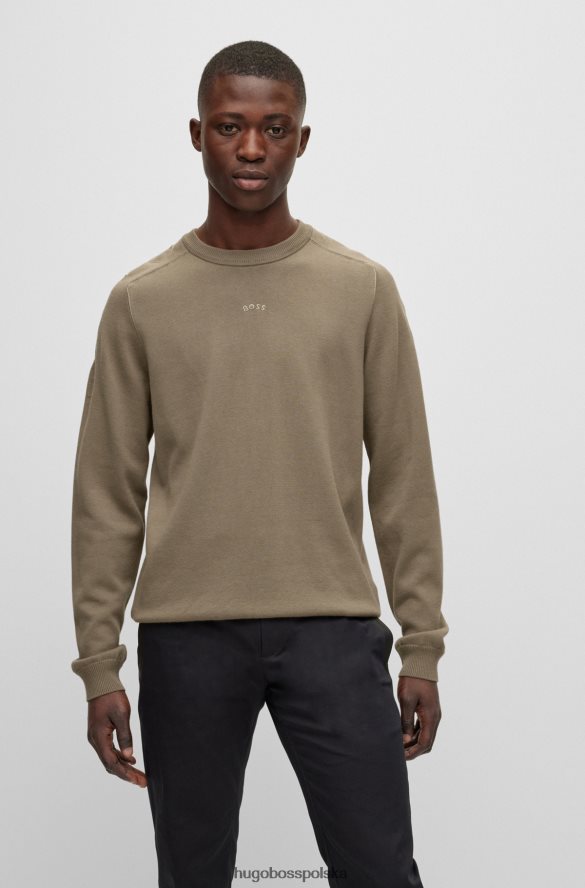 Hugo Boss jasnozielony sweter o regularnym kroju z grafiką kapsułek i ściegiem łańcuszkowym hugo jasnozielony R0X0H61989