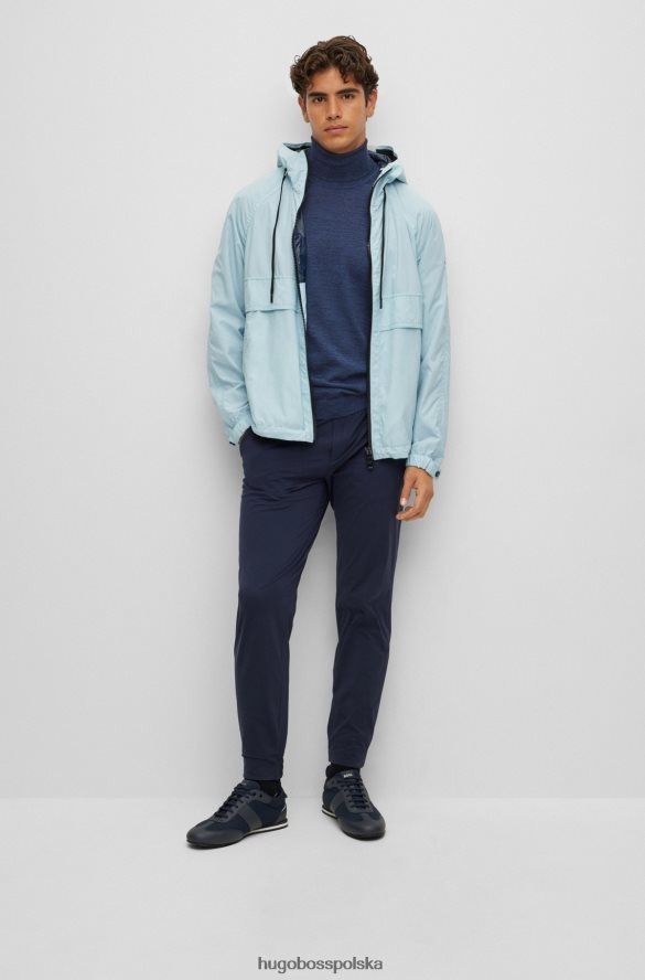 Hugo Boss niebieski sweter hugo o dopasowanym kroju z golfem z dziewiczej wełny niebieski R0X0H6985