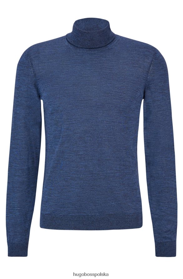 Hugo Boss niebieski sweter hugo o dopasowanym kroju z golfem z dziewiczej wełny niebieski R0X0H6985