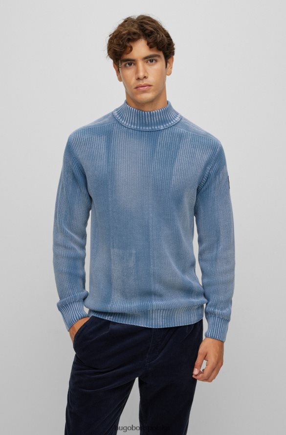 Hugo Boss niebieski sweter o luźnym kroju z bielonej bawełny organicznej hugo niebieski R0X0H64029