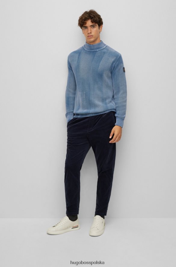 Hugo Boss niebieski sweter o luźnym kroju z bielonej bawełny organicznej hugo niebieski R0X0H64029