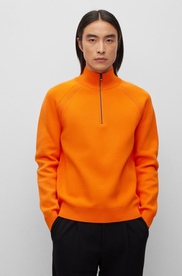 Hugo Boss pomarańczowy sweter hugo zapinany na zamek, z różnych materiałów Pomarańczowy R0X0H62904
