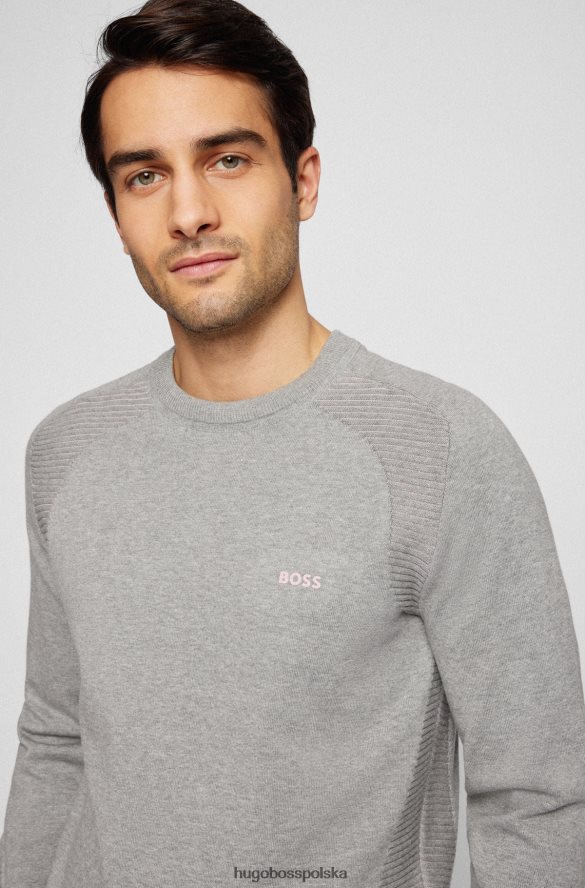 Hugo Boss sweter hugo z bawełny organicznej w dwukolorowe paski w kolorze jasnoszarym jasnoszary R0X0H62147