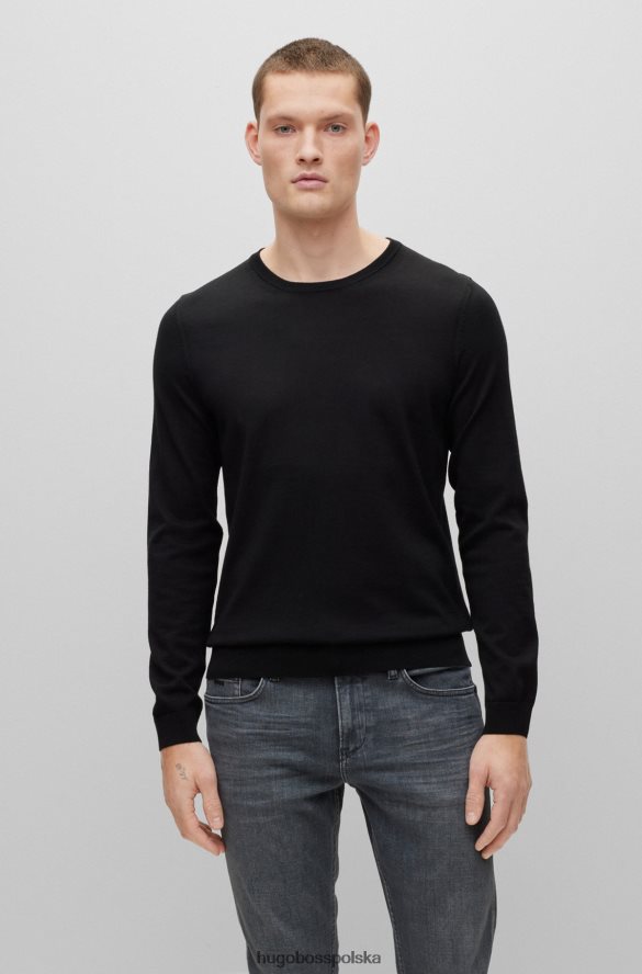 Hugo Boss sweter o dopasowanym kroju z dziewiczej wełny hugo w kolorze czarnym czarny R0X0H62599