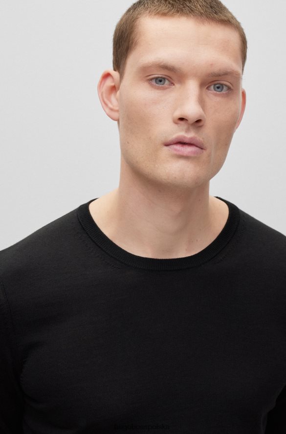 Hugo Boss sweter o dopasowanym kroju z dziewiczej wełny hugo w kolorze czarnym czarny R0X0H62599