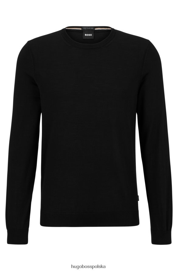 Hugo Boss sweter o dopasowanym kroju z dziewiczej wełny hugo w kolorze czarnym czarny R0X0H62599