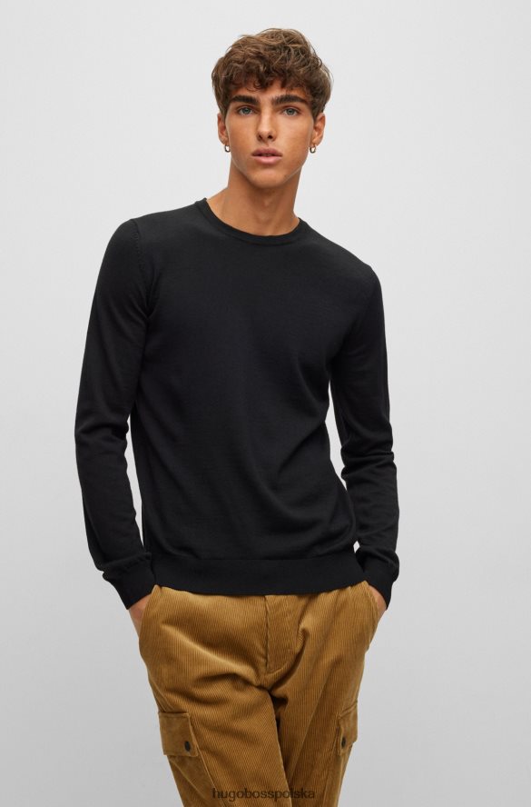 Hugo Boss sweter o dopasowanym kroju z wyjątkowo cienkiej wełny merynosów hugo w kolorze czarnym czarny R0X0H62788