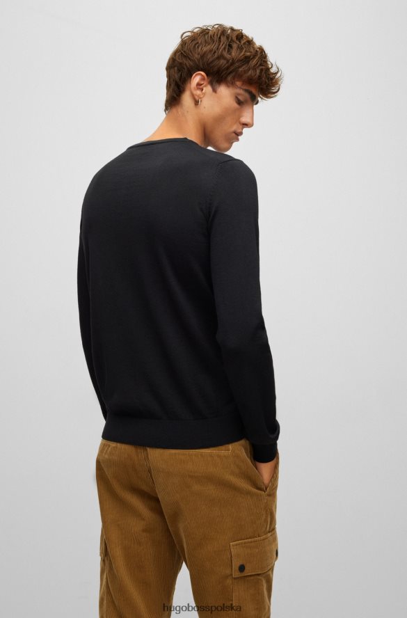 Hugo Boss sweter o dopasowanym kroju z wyjątkowo cienkiej wełny merynosów hugo w kolorze czarnym czarny R0X0H62788