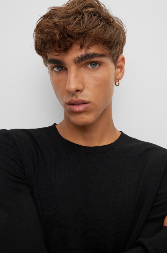 Hugo Boss sweter o dopasowanym kroju z wyjątkowo cienkiej wełny merynosów hugo w kolorze czarnym czarny R0X0H62788