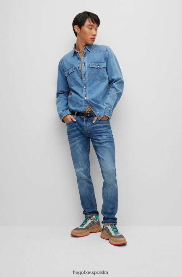 Hugo Boss sweter o dopasowanym kroju z wyjątkowo cienkiej wełny merynosów w kolorze jasnobrązowym hugo jasnobrązowy R0X0H62792