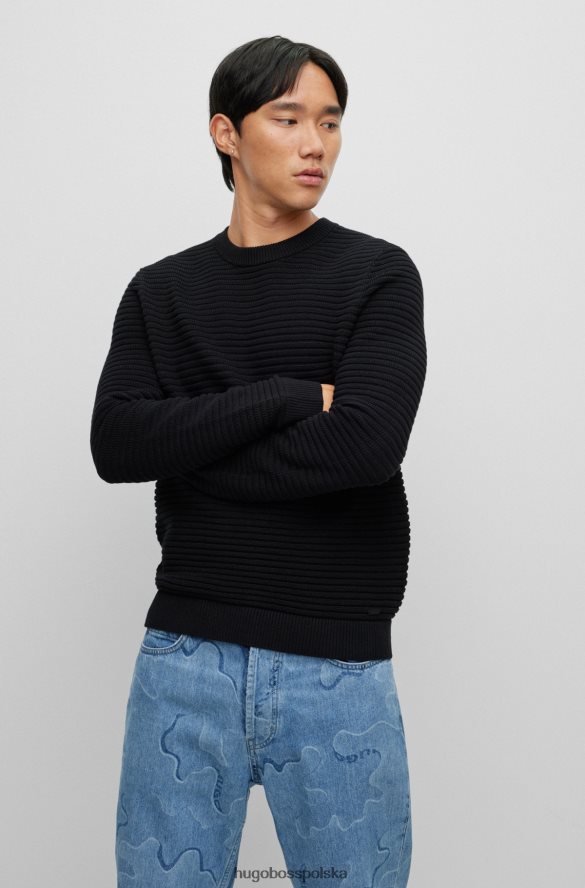 Hugo Boss sweter o strukturalnej dzianinie z bawełny organicznej hugo w kolorze czarnym czarny R0X0H63239