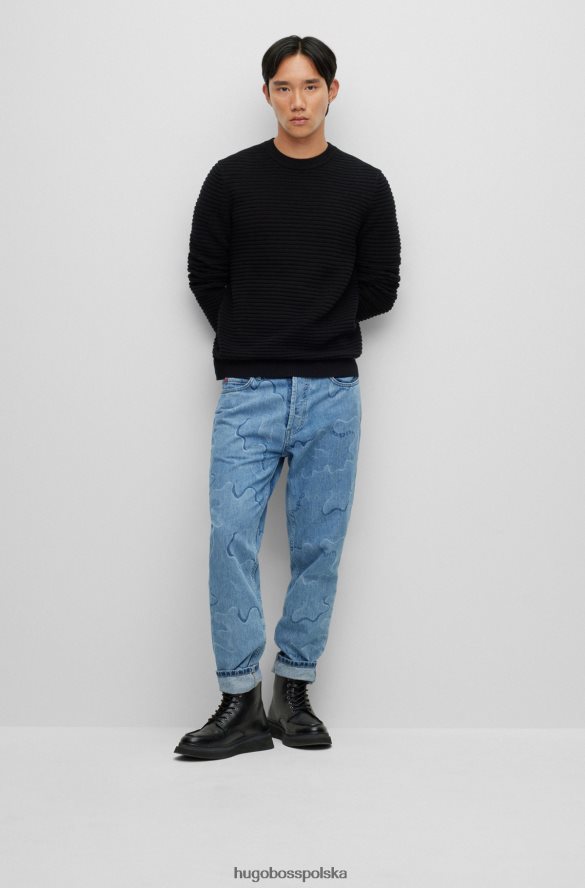 Hugo Boss sweter o strukturalnej dzianinie z bawełny organicznej hugo w kolorze czarnym czarny R0X0H63239