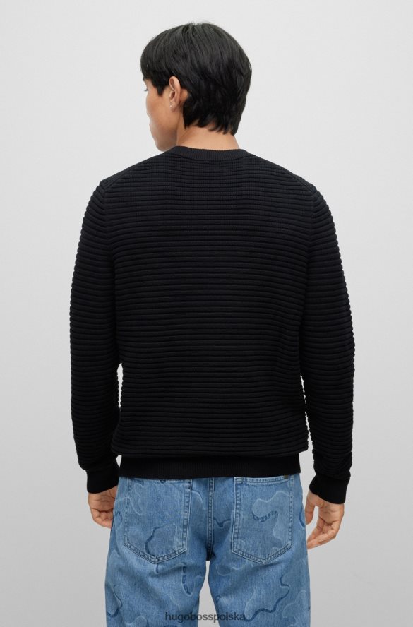 Hugo Boss sweter o strukturalnej dzianinie z bawełny organicznej hugo w kolorze czarnym czarny R0X0H63239