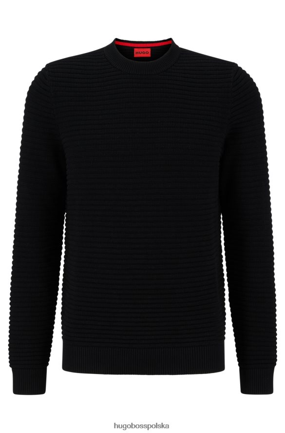 Hugo Boss sweter o strukturalnej dzianinie z bawełny organicznej hugo w kolorze czarnym czarny R0X0H63239