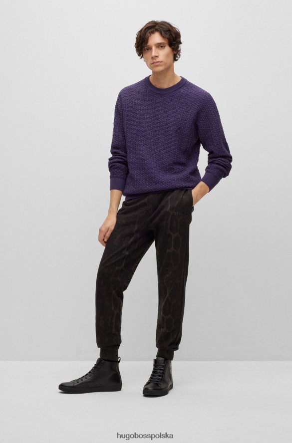 Hugo Boss sweter o swobodnym kroju z ciemnofioletowej bawełny strukturalnej hugo ciemny fiolet R0X0H63900