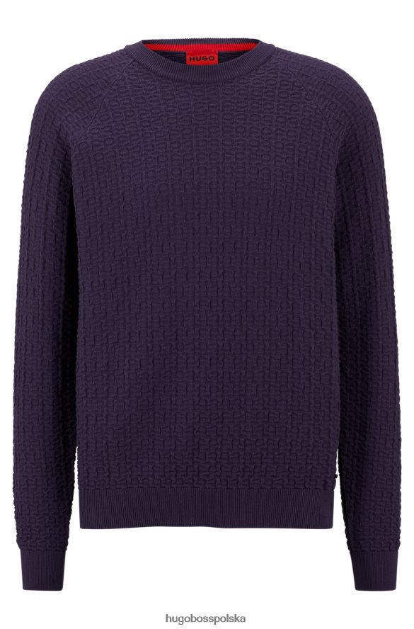 Hugo Boss sweter o swobodnym kroju z ciemnofioletowej bawełny strukturalnej hugo ciemny fiolet R0X0H63900