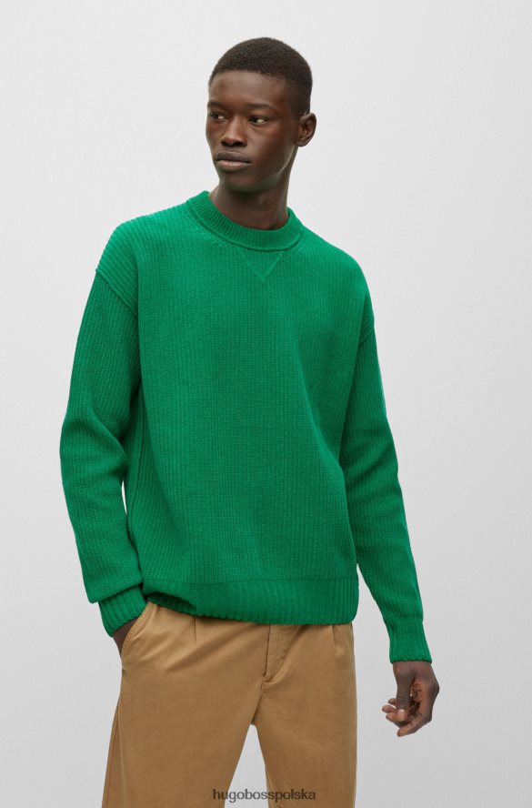 Hugo Boss sweter o swobodnym kroju z czystej bawełny szenilowej hugo w kolorze zielonym zielony R0X0H63639
