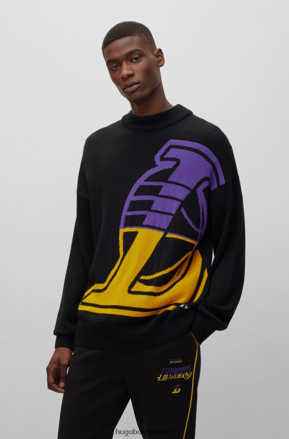 Hugo Boss sweter o swobodnym kroju z intarsjowanym logo Hugo NBA Lakers Lakers z NBA R0X0H63829