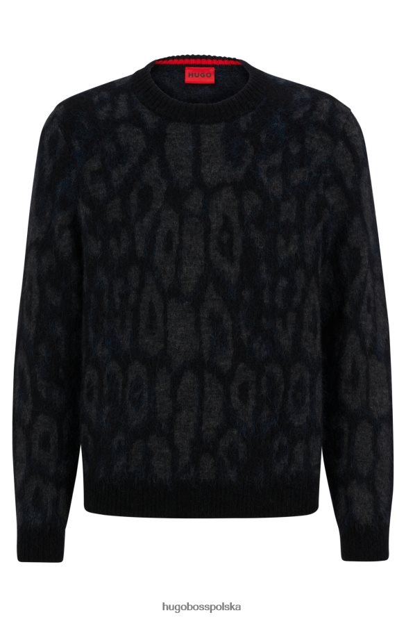 Hugo Boss sweter oversize z motywem jagliona w kolorze czarnym hugo czarny R0X0H63373