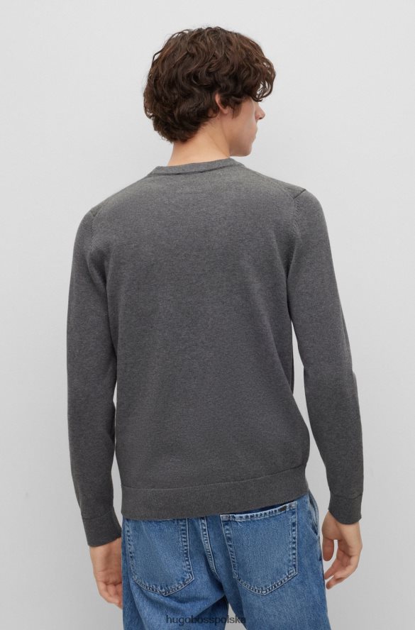Hugo Boss sweter z bawełny organicznej z czerwoną metką z logo, szary hugo szary R0X0H63735