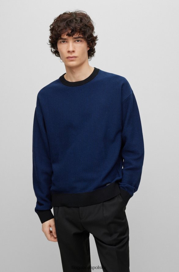 Hugo Boss sweter z bawełny organicznej z logo w kolorze ciemnoniebieskim hugo ciemny niebieski R0X0H64243
