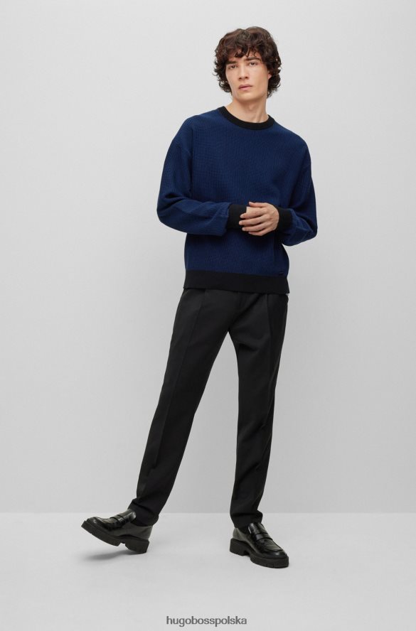 Hugo Boss sweter z bawełny organicznej z logo w kolorze ciemnoniebieskim hugo ciemny niebieski R0X0H64243